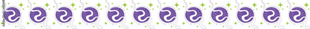 Fototapeta premium Purple planet line border on transparent background.