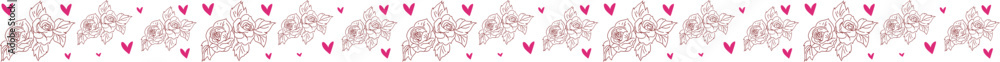 Pink flower line border on transparent background. Pink flower line border on transparent background.