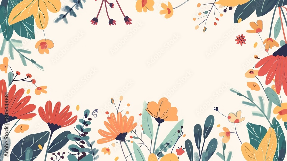 flower meadow field with copy space cute cartoonish page print border design, with blank empty space for mock up message background flower meadow field with copy space cute cartoonish page print border design, with blank empty space for mock up message background
