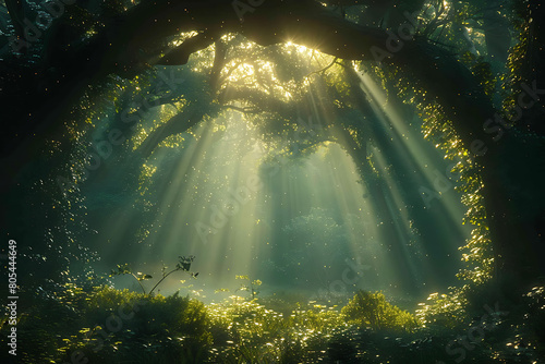 sun rays in the forest #805444649