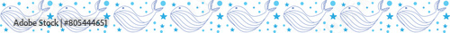 Cute whale line border on transparent background.