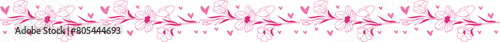 Beautiful flora line border illustration on transparent background.
