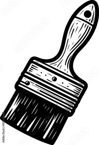 Paint brush black outline illustration. Coloring book.