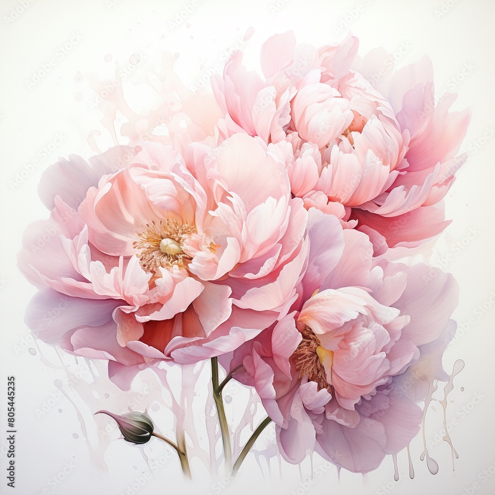 Obraz premium Soft, ethereal watercolor lilacs, with overlapping petals suggesting gentle movement, embodying the freshness of first love , fresh and clean look