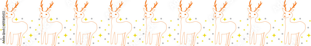 Cute deer line border on transparent background.
Cute deer line border on transparent background.