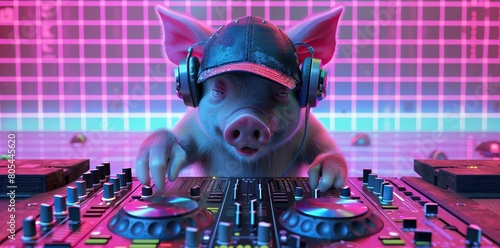cute pig with headphone - upscale - standard - scale - 5 _ 50x502 photo