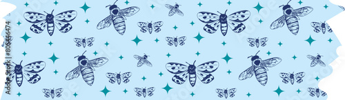 Beautiful butterfly washi tape on transparent background.
