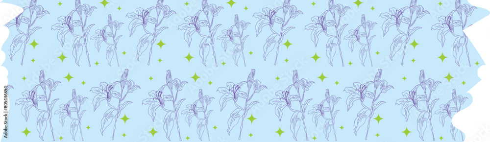 Flower blue washi tape on transparent background.
Flower blue washi tape on transparent background.