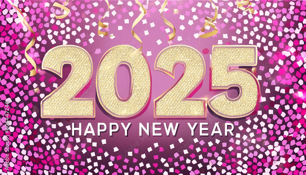 2025, pink festive background copy space for text, illustration. 2025, pink festive background copy space for text, illustration.