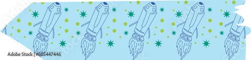 Spaceship washi tape on transparent background.
