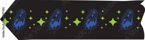 Spaceship washi tape on transparent background.
