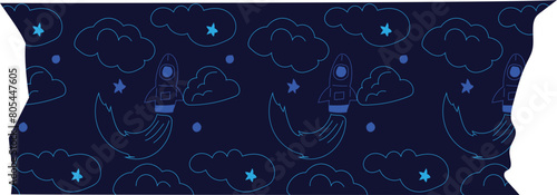 Spaceship washi tape on transparent background.
