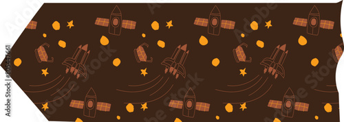 Spaceship washi tape on transparent background.
