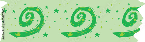 Planet green washi tape on transparent background. 