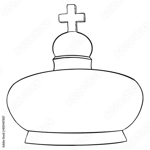 Crown from over the baby Jesus Christ, Son of God. Christian art, symbolic representation of Jesus' divine nature as the King of Kings. Crown represents Jesus' sovereignty and ruler of the universe.