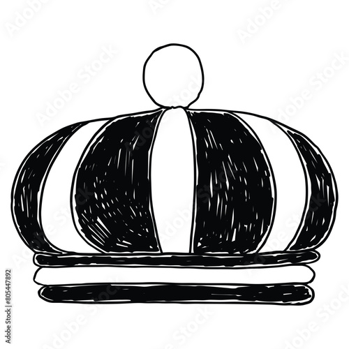 Crown headdress for king and queen. Royal noble aristocrat monarchy jewel crown. Monarch jewels royalty luxury coronation treasure symbol. Hand drawing vector.