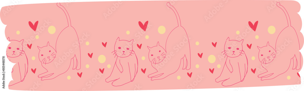 Cat washi tape on transparent background. Cat washi tape on transparent background.