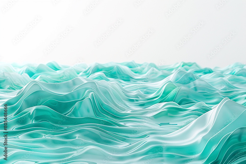 Cool tones of turquoise and mint create serene tiddle waves, conveying a sense of tranquility on a solid white background. Cool tones of turquoise and mint create serene tiddle waves, conveying a sense of tranquility on a solid white background.