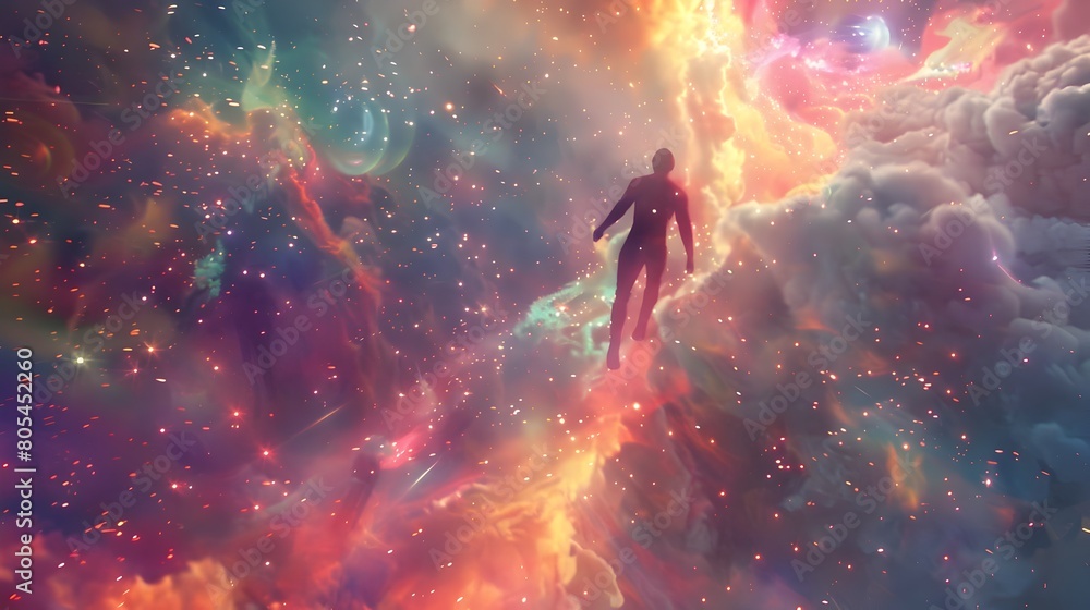 Spirited Cosmic Dance of Wonder and Joy Between Celestial Beings in a Shimmering Digital Realm Spirited Cosmic Dance of Wonder and Joy Between Celestial Beings in a Shimmering Digital Realm