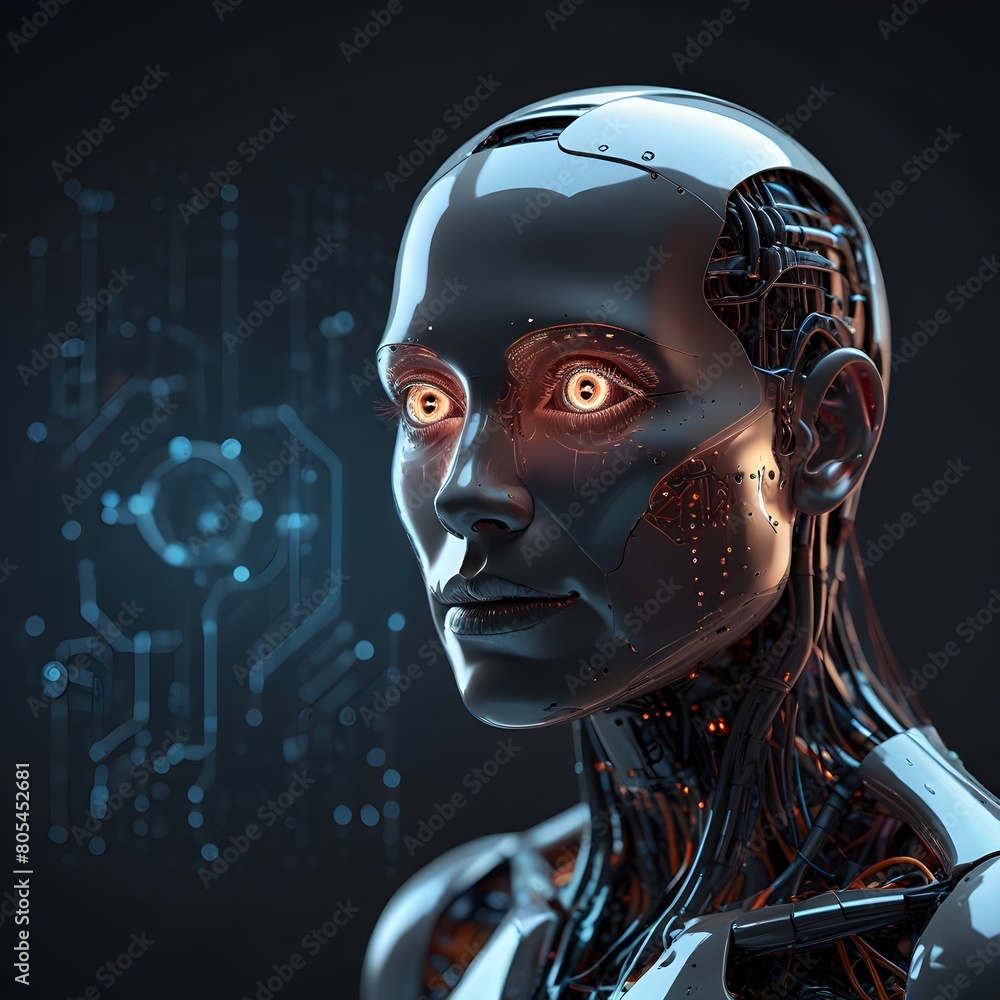 android robot with technology android robot with technology