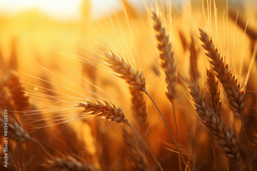 generated illustration golden wheat field at sunset with warm light generated illustration golden wheat field at sunset with warm light