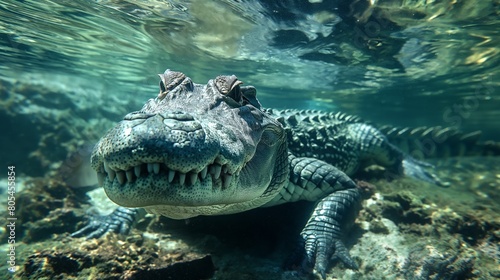 Wallpaper Mural a crocodile is swimming in the water and looking at the camera Torontodigital.ca