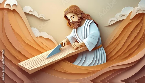 Jesus as a Carpenter pade of paper animation photo