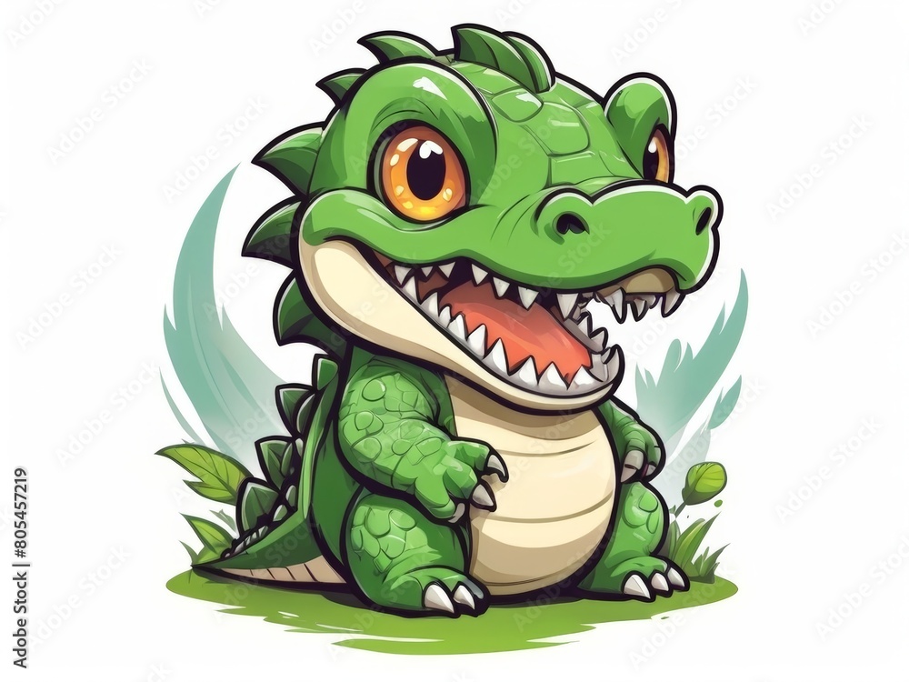 Fototapeta premium green crocodile cartoon suitable for drawing book