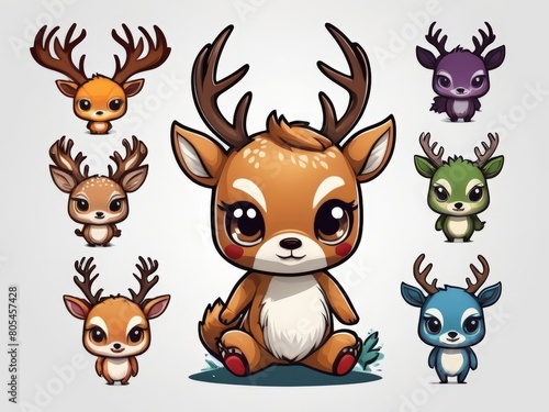 Wallpaper Mural Set of Mascot Animal Cartoon Cute Deer Torontodigital.ca