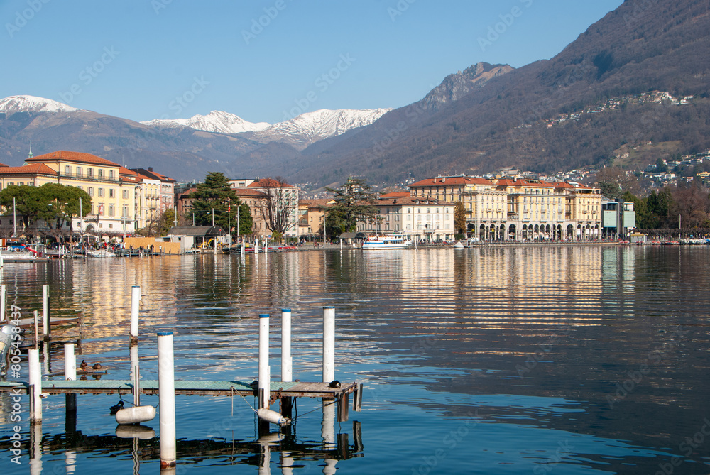 Landscape of the city of Lugano in Switzerland