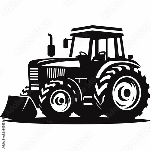 construction tractor silhouette vector illustration white background