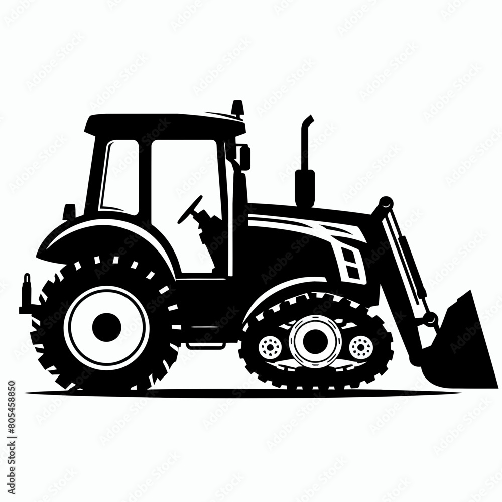 Fototapeta premium construction tractor silhouette vector illustration white background