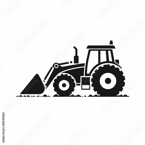 construction tractor silhouette vector illustration white background