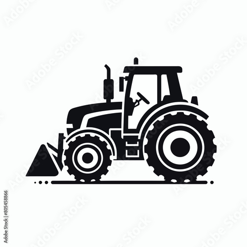 construction tractor silhouette vector illustration white background