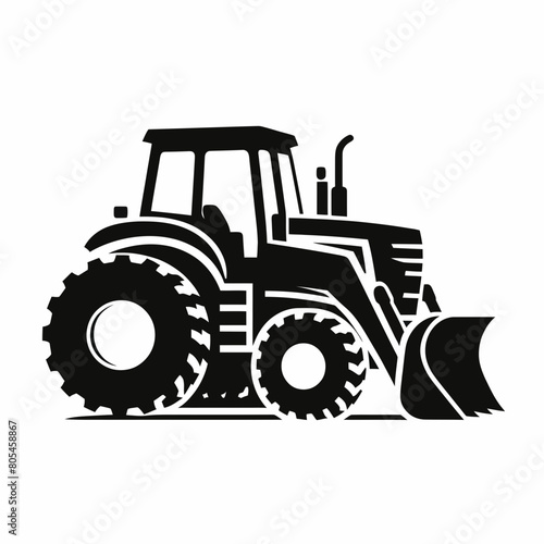 construction tractor silhouette vector illustration white background