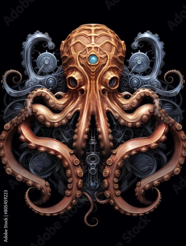 Steampunk Octopus with Cogs for Tentacles