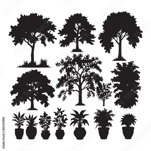 Detailed tree silhouettes - Illustration