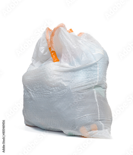 Full Trash Bag Isolated on White With Copy Space