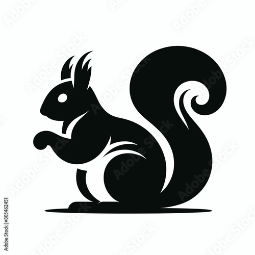  Squirrel silhouette vector illustration white background