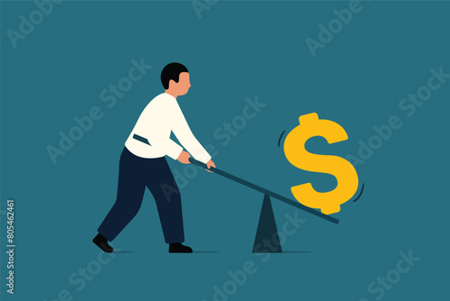 Financial Leverage or Financial Balance, Money Leverage And Inflation Balance. Vector Business Illustration