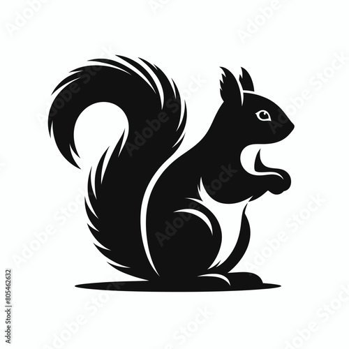  Squirrel silhouette vector illustration white background