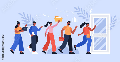 Human resources and recruitment business concept. Modern vector illustration of people searching for job