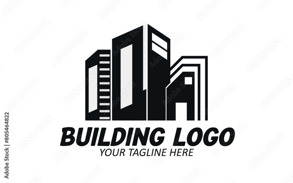 black color building logo silhouette vector design illustration