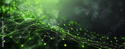 Neon green abstract web on a gradient of black to gray, symbolizing advanced telecommunications networks.
