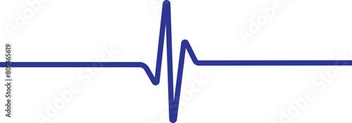 Blue heartbeat single beat line icon. Emergency ekg monitoring. ECG monitor beat rate for lab. Electrocardiogram. vector illustration