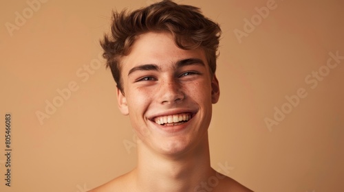 A Joyful Teenage Boy Smiling