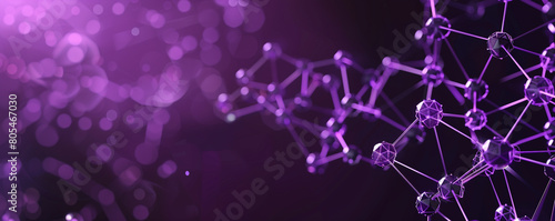 Royal purple background with sleek molecular technology design futuristic polygons connected in an intricate, high-tech network. © Hassan