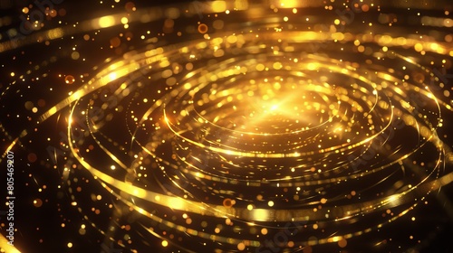 A golden spiral with light shining through it.