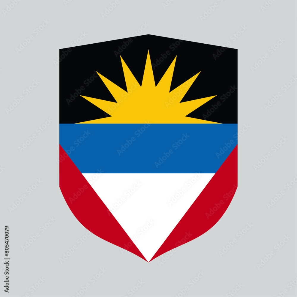 Antigua and Barbuda Flag in Shield Shape Antigua and Barbuda Flag in Shield Shape