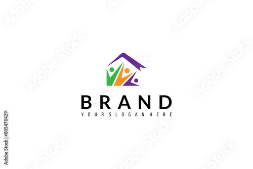 Free Download family home care logo in colorful flat design style - GFXLoad